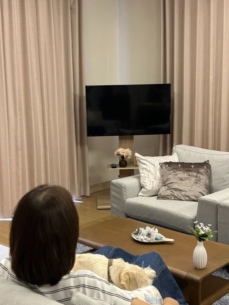 リビング－テレビを見る女性